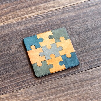 パズルのようなレザーコースター 「リ」の画像