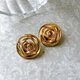 Y534-ヴィンテージイヤリング・U.S.A. 1980s Rose motif gold tone clip earringsの画像